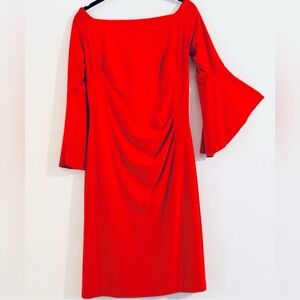 Ralph Lauren Red Bell-Sleeve Sheath Dress Size 6